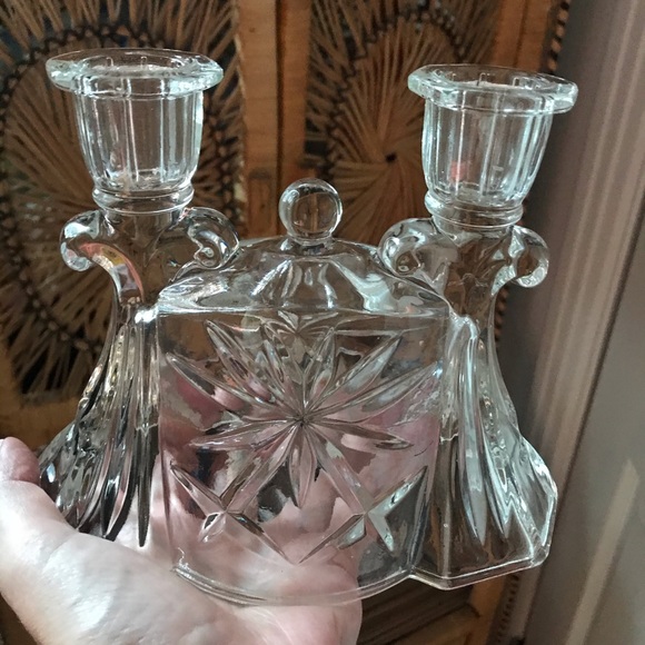 ✨🌟 Vintage Prescut Clear Double Candle Stick Holder by Anchor Hocking - Picture 5 of 10